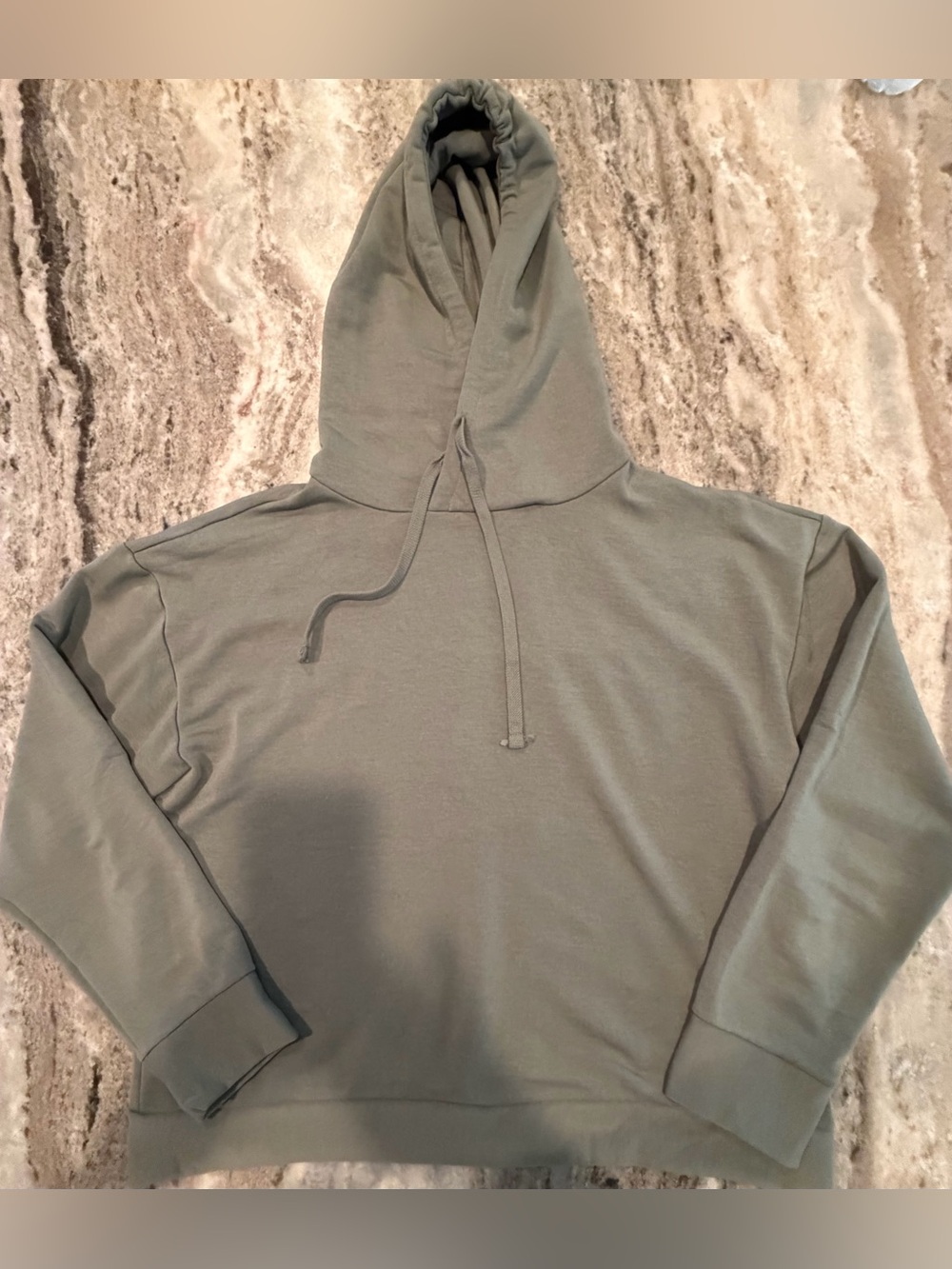 Quince Supersoft Fleece Pullover Hoodie Smoked Thyme Green. Top M